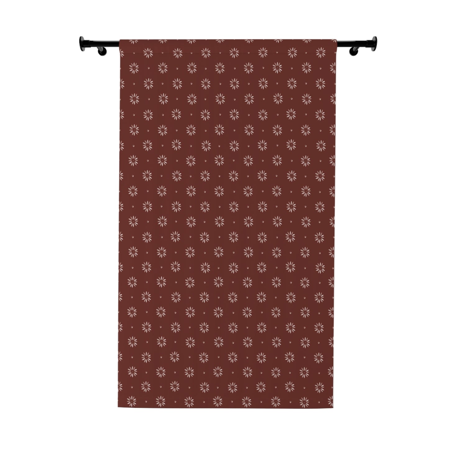 White Stencil on Maroon Background Window Curtains (1 Piece)