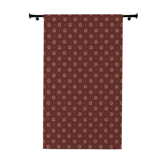 White Stencil on Maroon Background Window Curtains (1 Piece)
