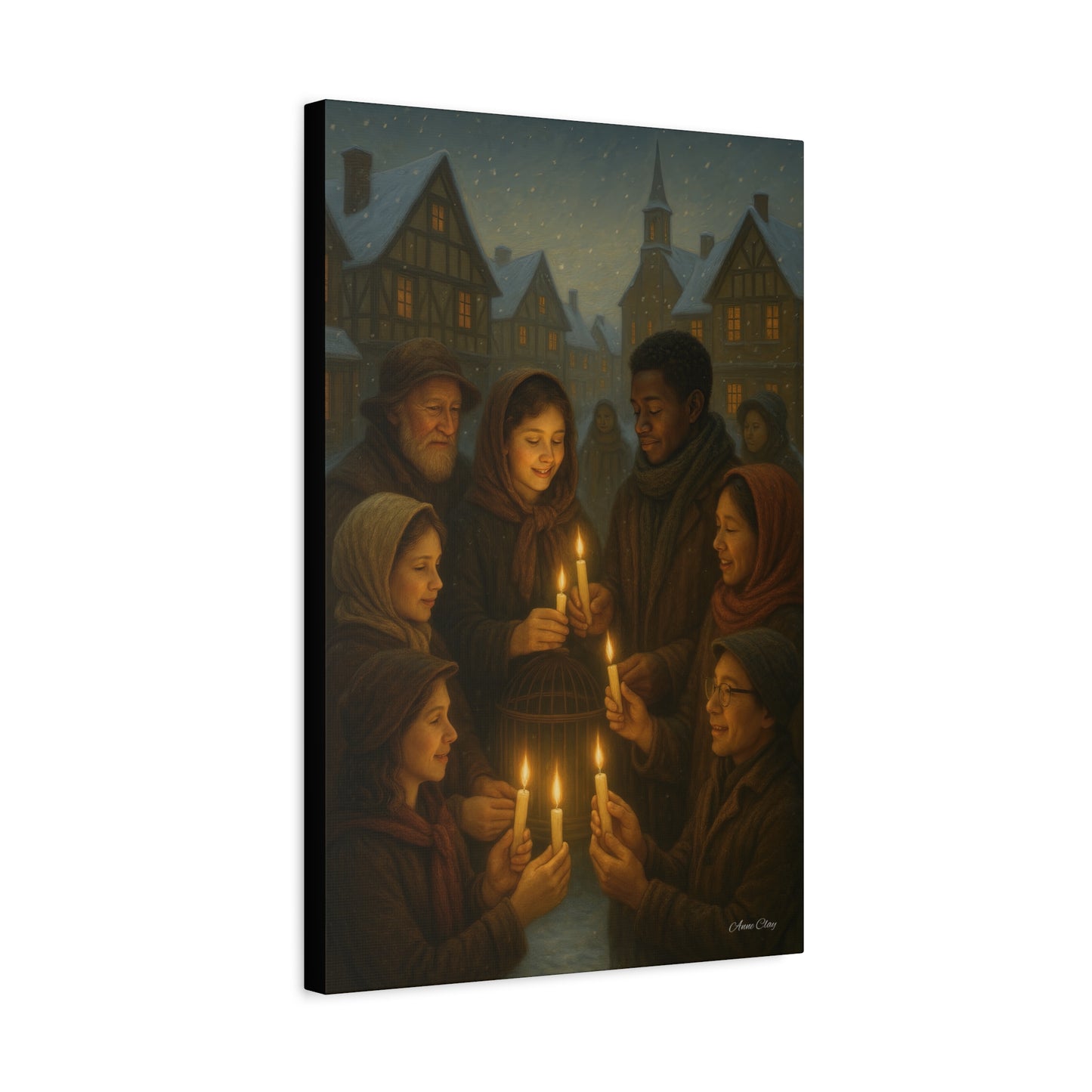 Share the Light Christmas Print Candlelight Gathering Canvas Print