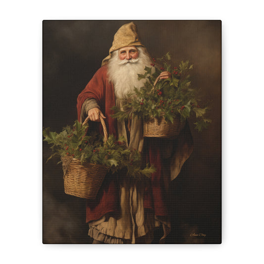 Jolly Santa Ivy Matte Canvas, Stretched, 1.25"