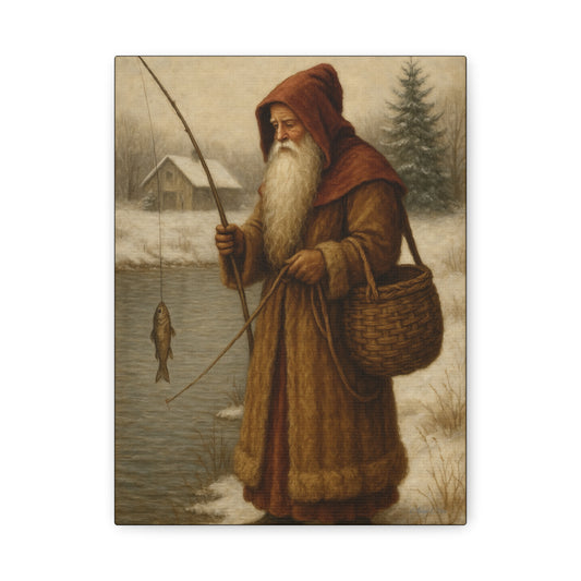 Snowy Fisherman Canvas Print