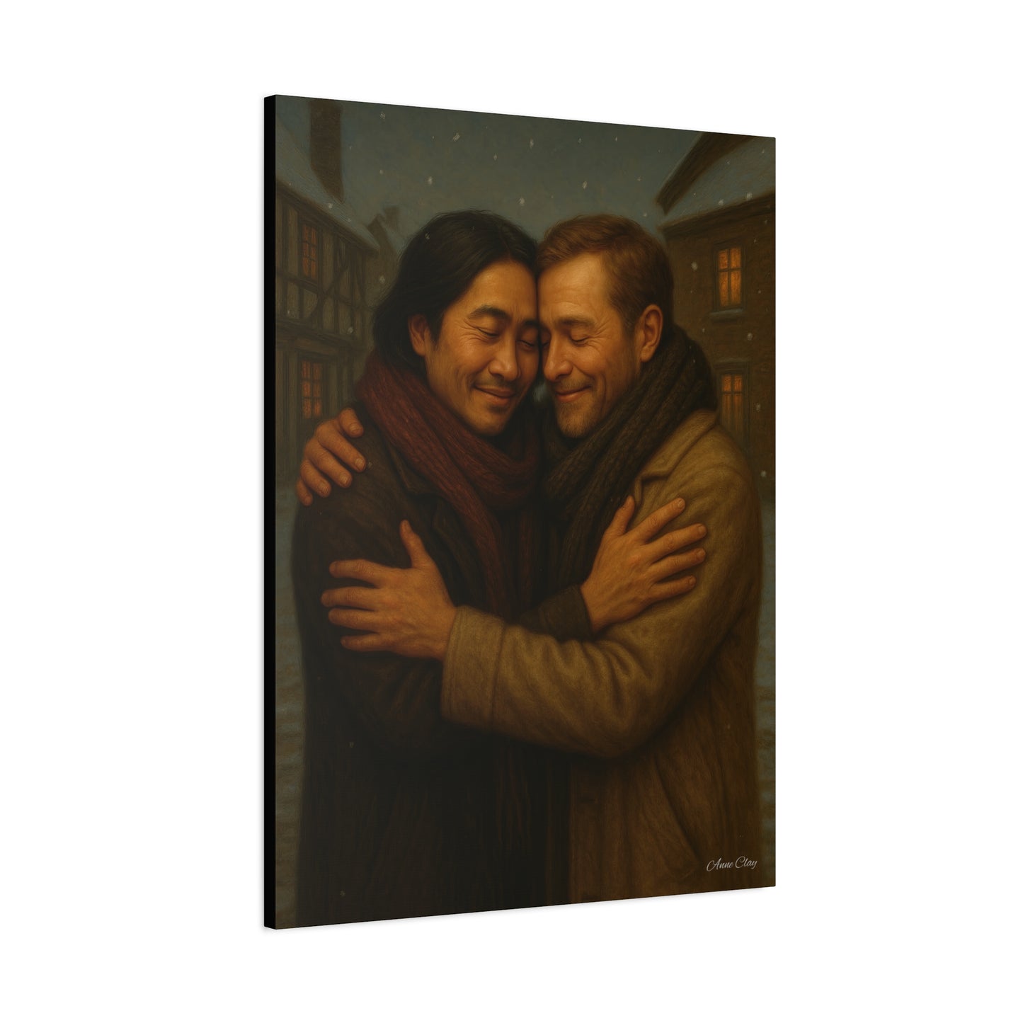 Spirit of Christmas, Brotherly Love Warm Embrace Canvas Art