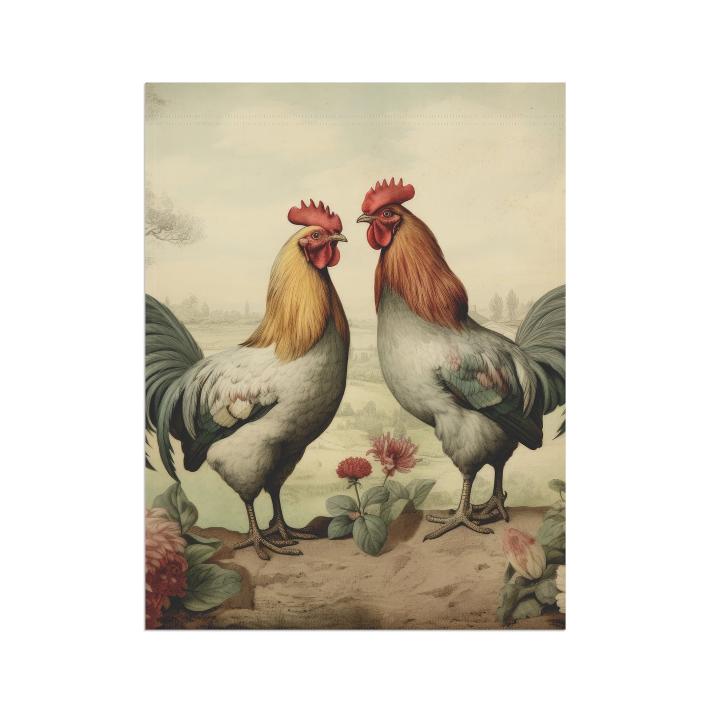 Pastel Rooster Garden & House Banner
