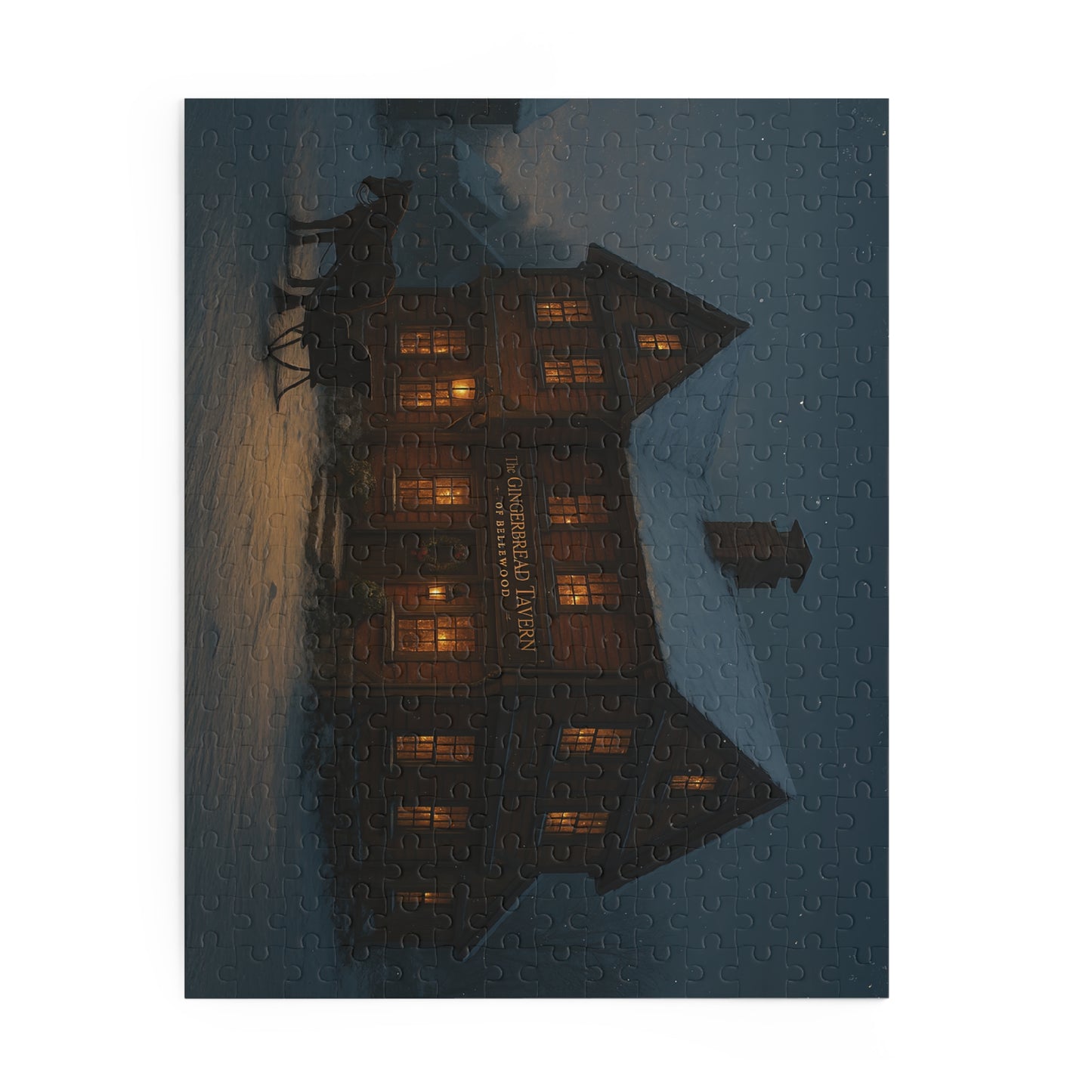 PUZZLE!!!! Cozy Snowy Tavern Puzzle — Warm-Lit Winter Evening Jigsaw (120/252/500 pcs)
