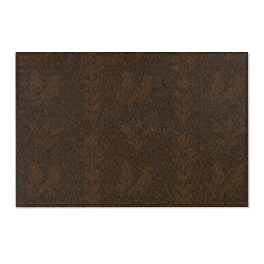 Brown Floral Area Rug, Cozy Living Room Decor, Boho Style Mat, Kitchen Runner, Indoor Soft Flooring