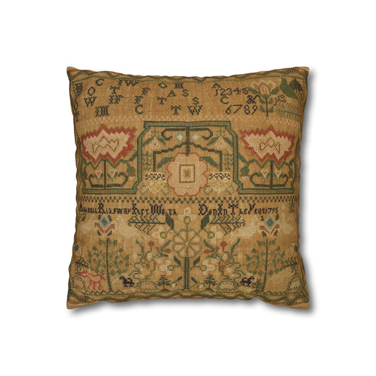 Vintage-Inspired Decorative Pillowcase, Rustic Home Decor, Antique Embroidery, Cozy Living Room Accent, Gift for Her