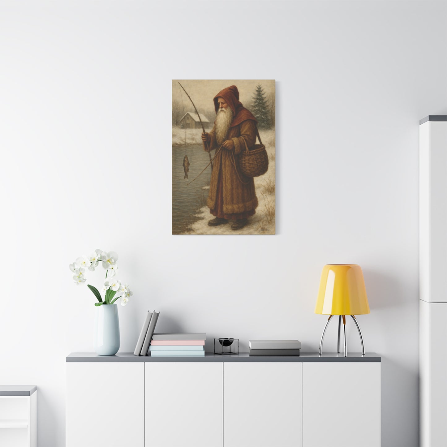 Snowy Fisherman Canvas Print