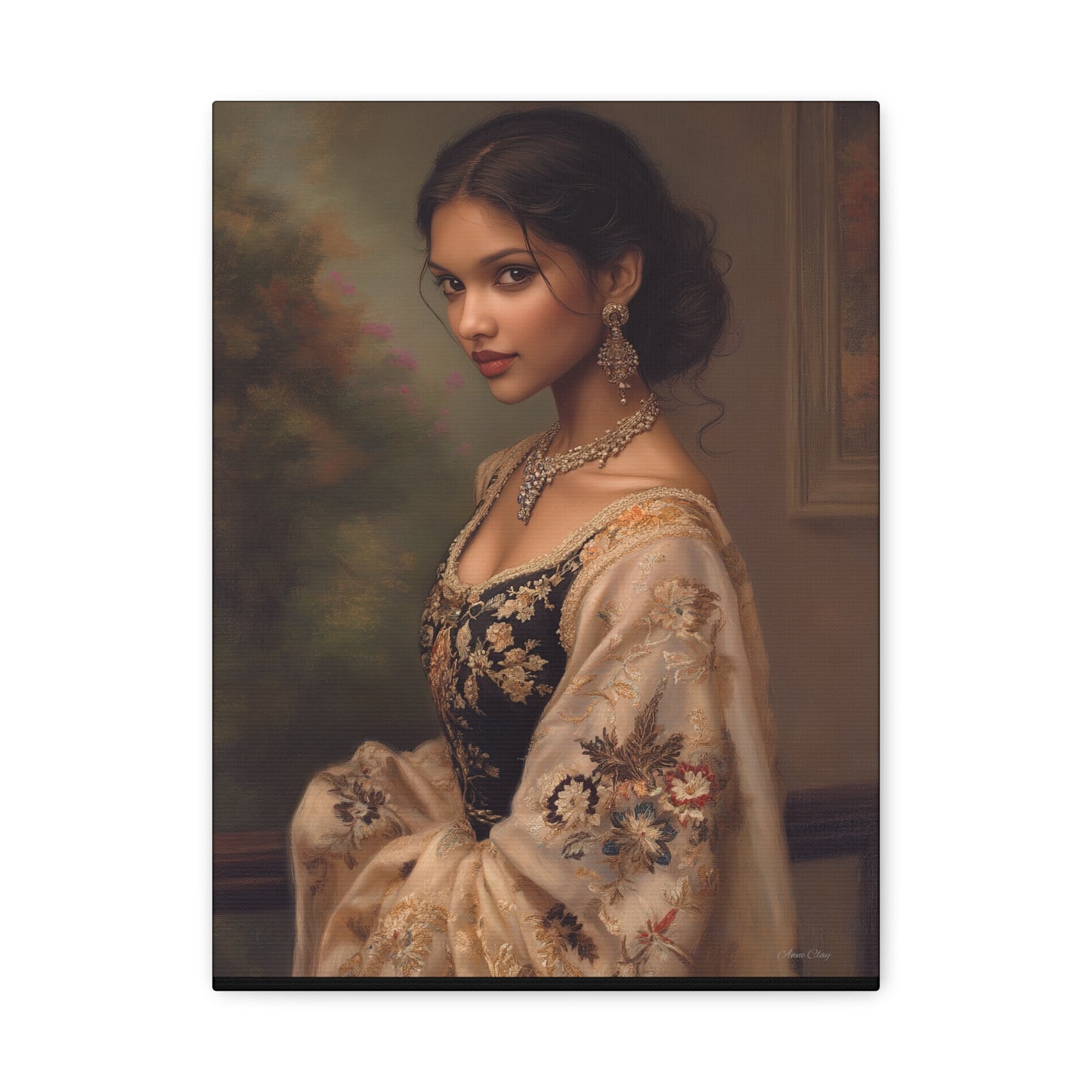 Elegant Stretched Canvas Wall Art - Timeless Portrait, Home Decor, Gift for Art Lovers, Stylish Living Room Decor, Christmas Gift