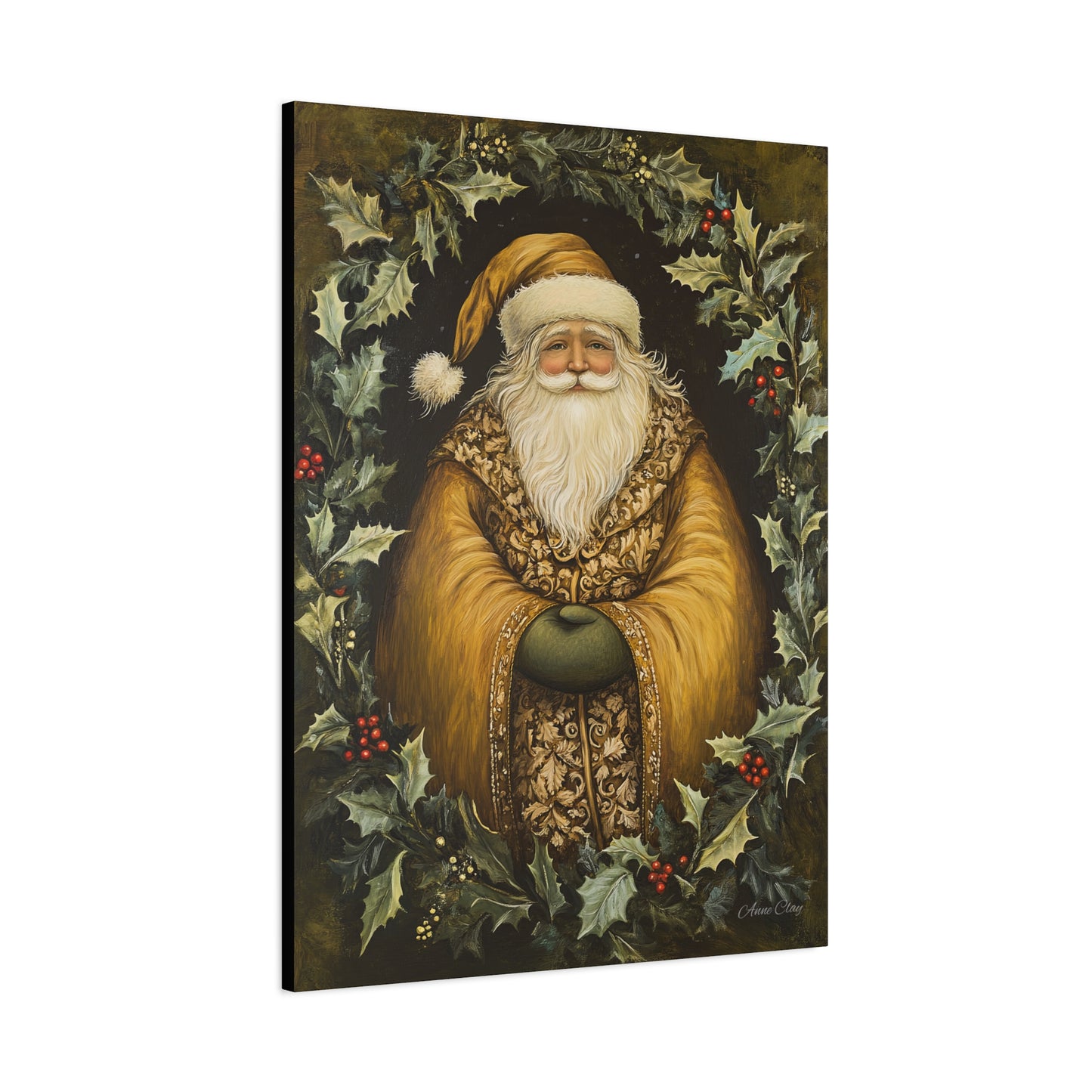 Jolly Gold Santa Matte Canvas, Stretched, 1.25"