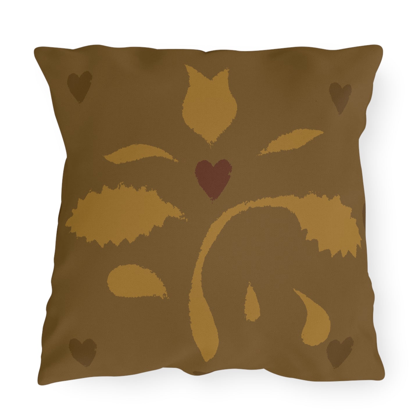 Leaves and Hearts Stencil Outdoor Pillows