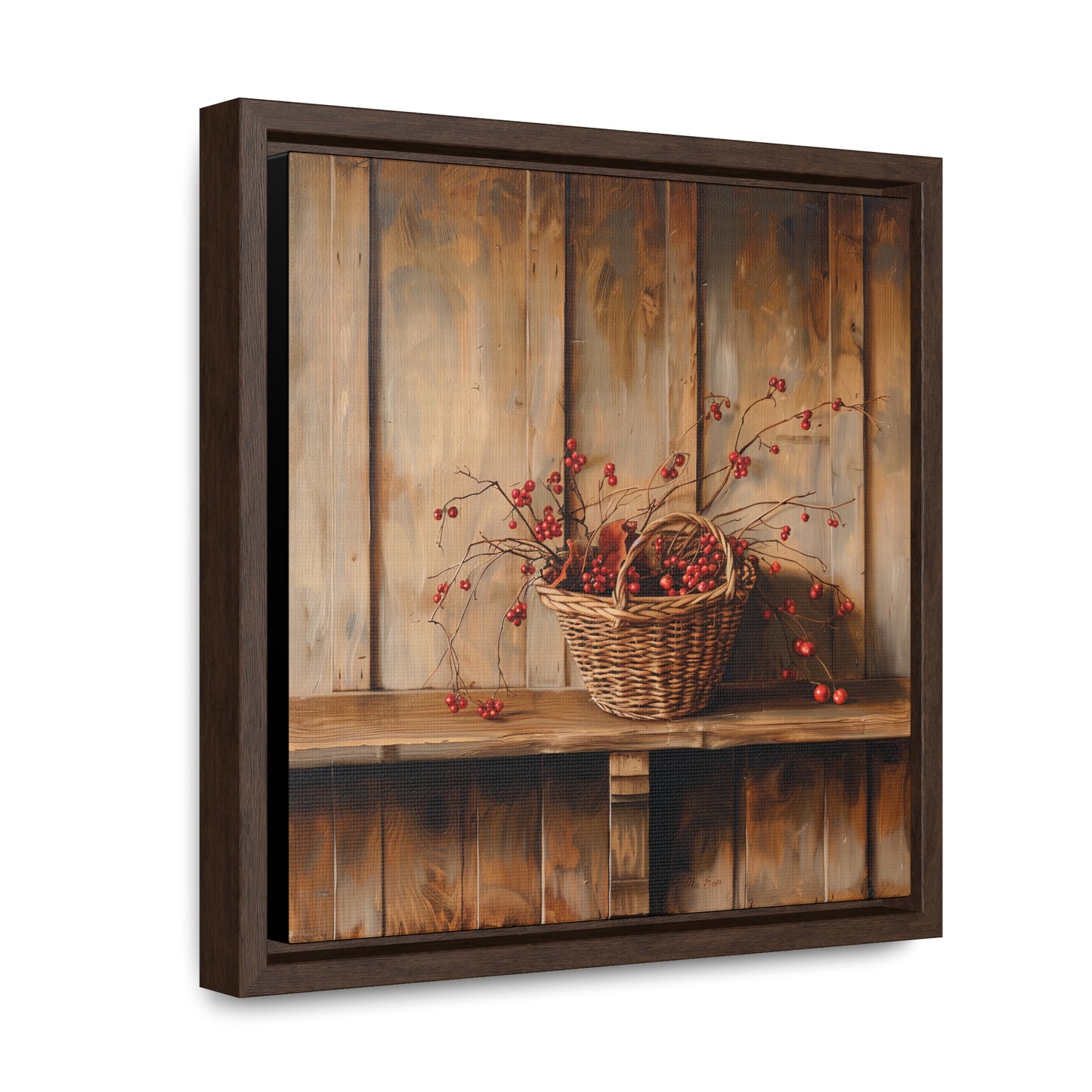 Basket of Bittersweet Gallery Canvas Wraps, Square Frame