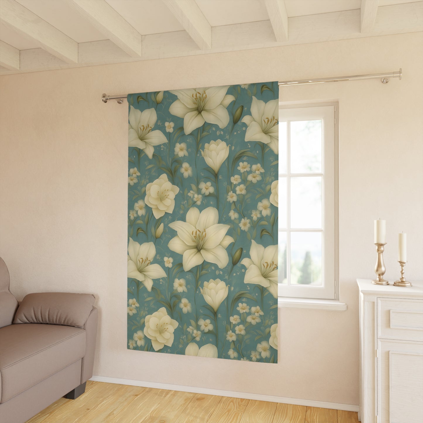 Elegant Floral Window Curtains, Home Decor Fabric, Living Room Drapes, Bedroom Curtain Panels, Spring Decor Ideas