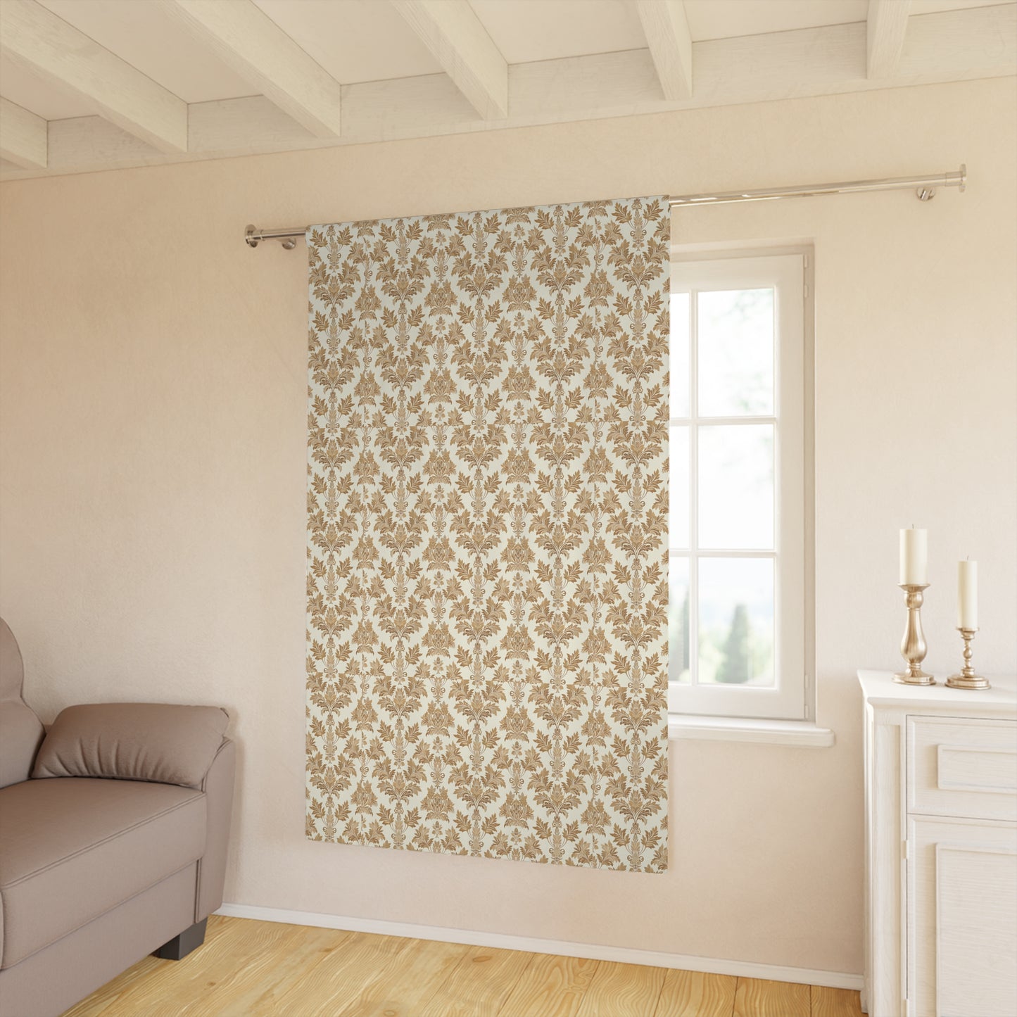 Shades of Gold Damask Window Curtains (1 Piece)