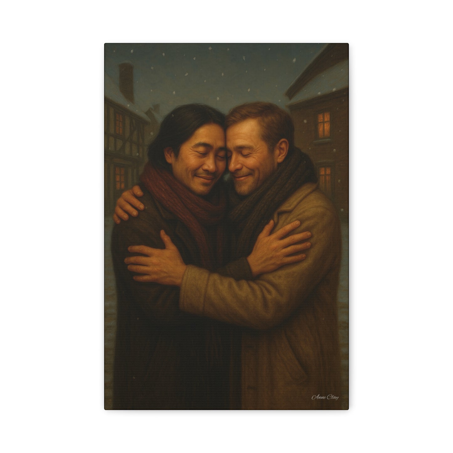 Spirit of Christmas, Brotherly Love Warm Embrace Canvas Art