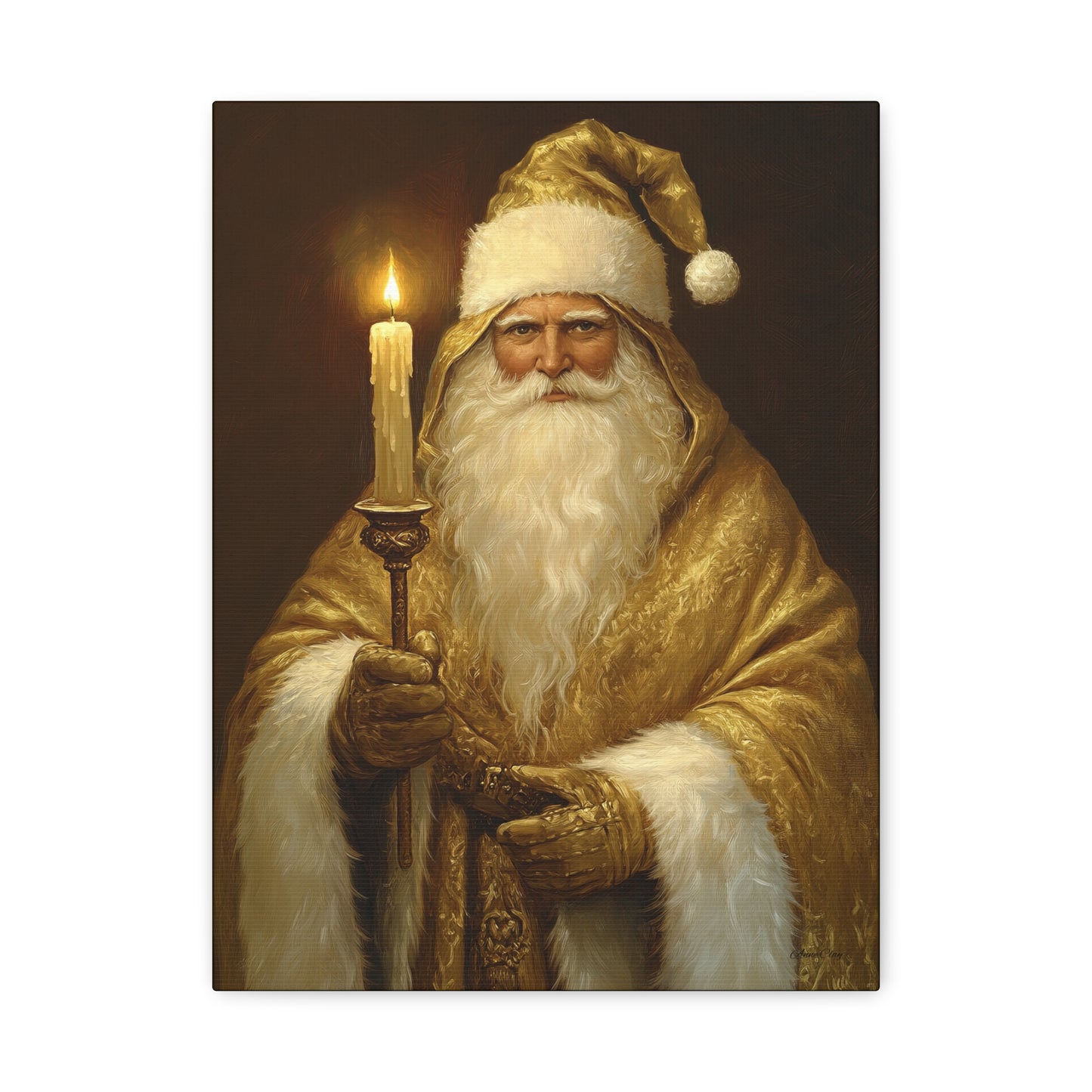 Golden Glow Santa Matte Canvas, Stretched, 1.25"