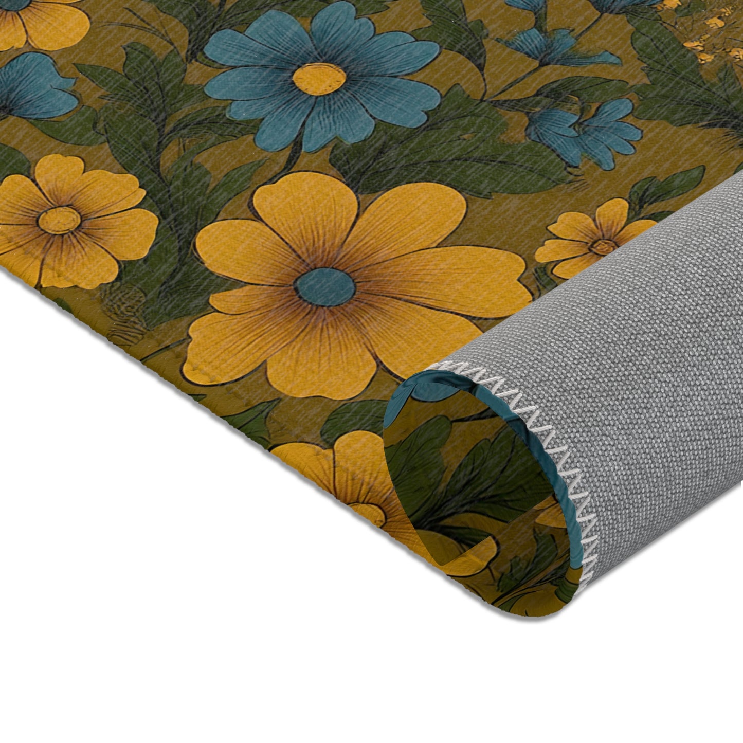 Floral Area Rug, Boho Home Decor, Fuzzy Floor Mat, Living Room Carpet, Vintage Style Area Rugs, Gift for Her