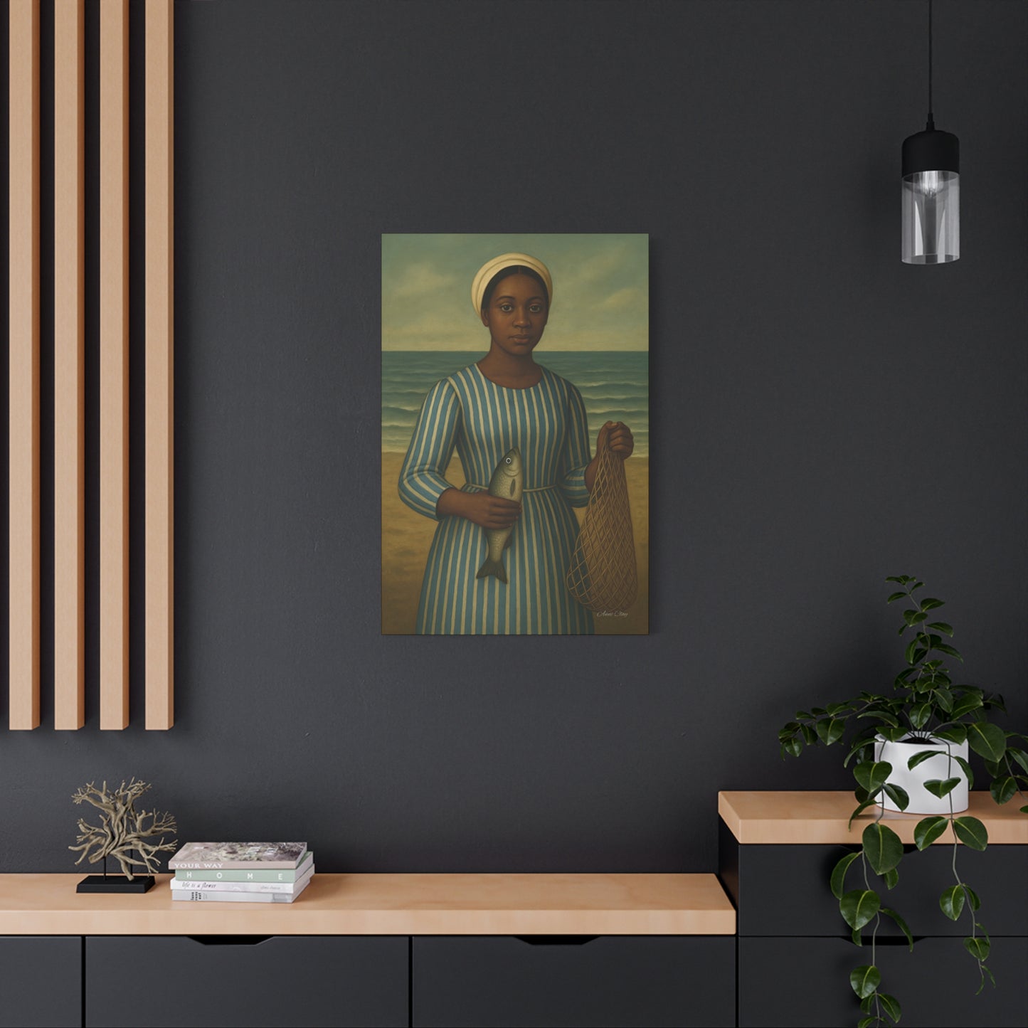 Seaside Portrait Canvas Art, Wall Decor, Vintage Artwork, Coastal Home Decor, Fishing Theme, Nautical Gift, Living Room Wall Art