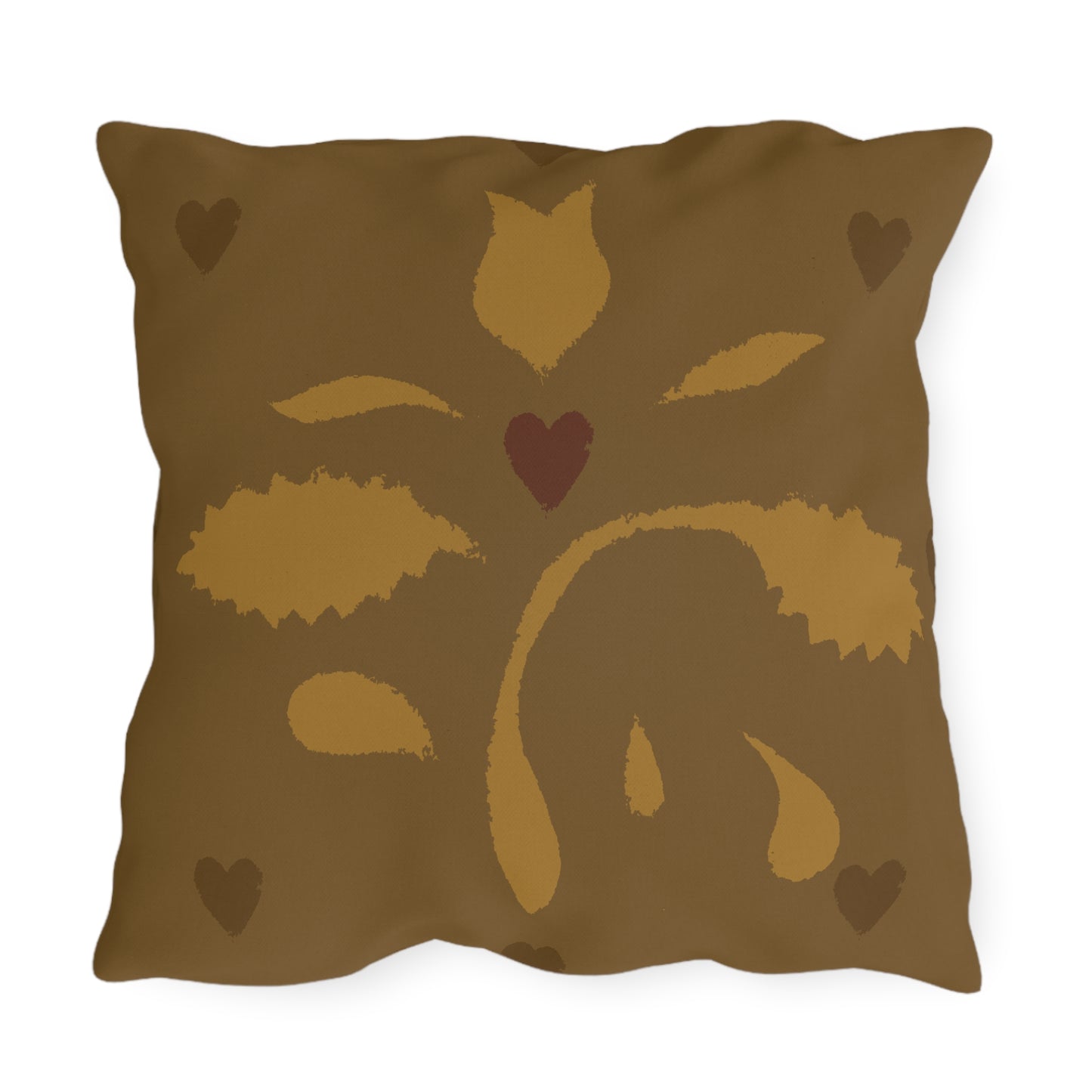 Leaves and Hearts Stencil Outdoor Pillows
