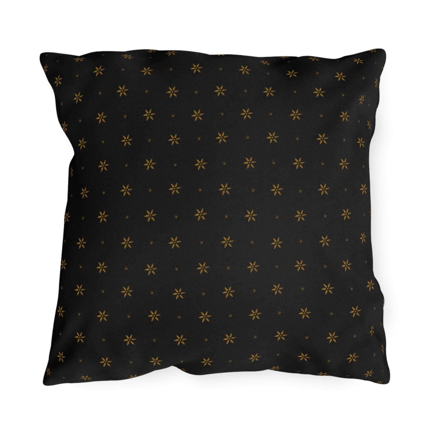 Mustard Petals on Black Outdoor Pillows