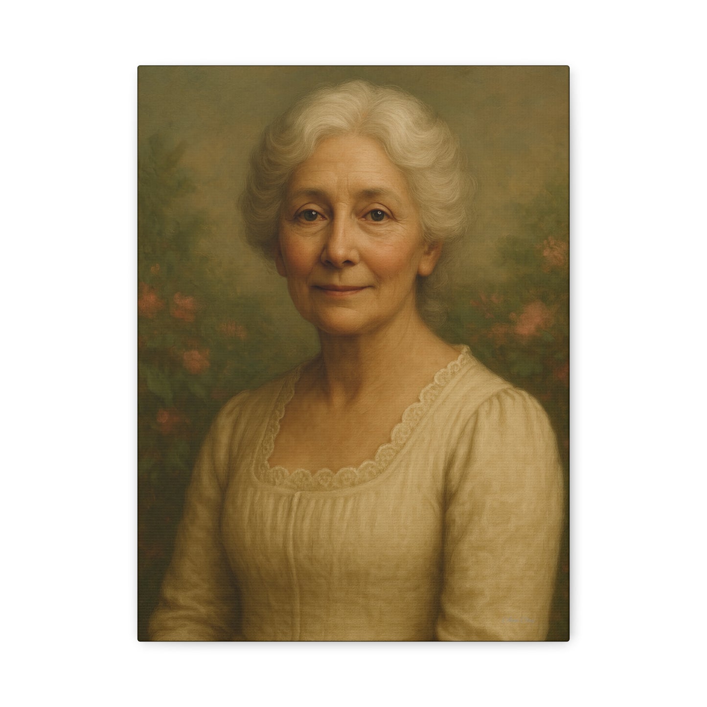 Elegant Stretched Canvas Wall Art, Vintage Portrait, Home Decor, Gift for Grandma, Timeless Elegance, Living Room, Gallery Wall