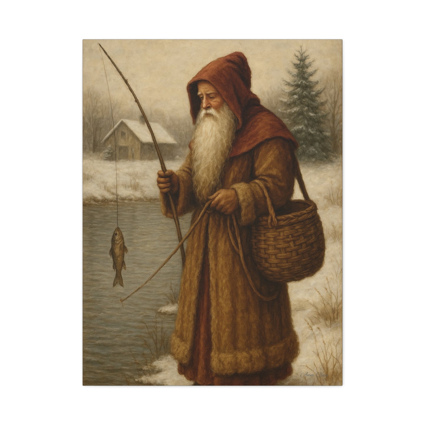 Snowy Fisherman Canvas Print