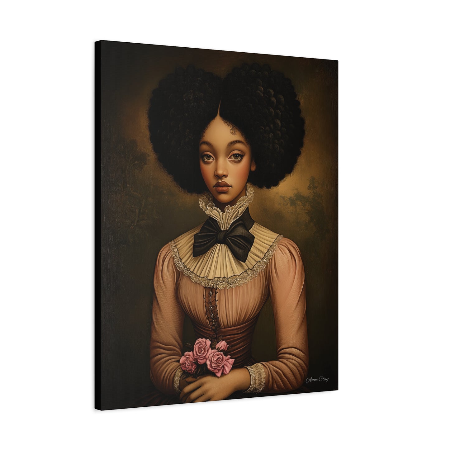 Beautiful Vintage Matte Canvas Wall Art, Floral Girl Portrait, Home Decor, Gift for Her, Living Room, Wedding Decor, Artwork