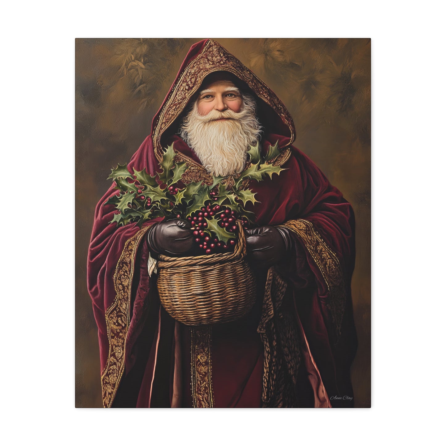 Burgundy Berry Santa Matte Canvas, Stretched, 1.25"