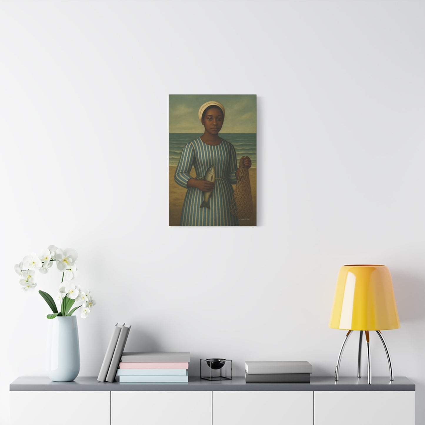 Seaside Portrait Canvas Art, Wall Decor, Vintage Artwork, Coastal Home Decor, Fishing Theme, Nautical Gift, Living Room Wall Art