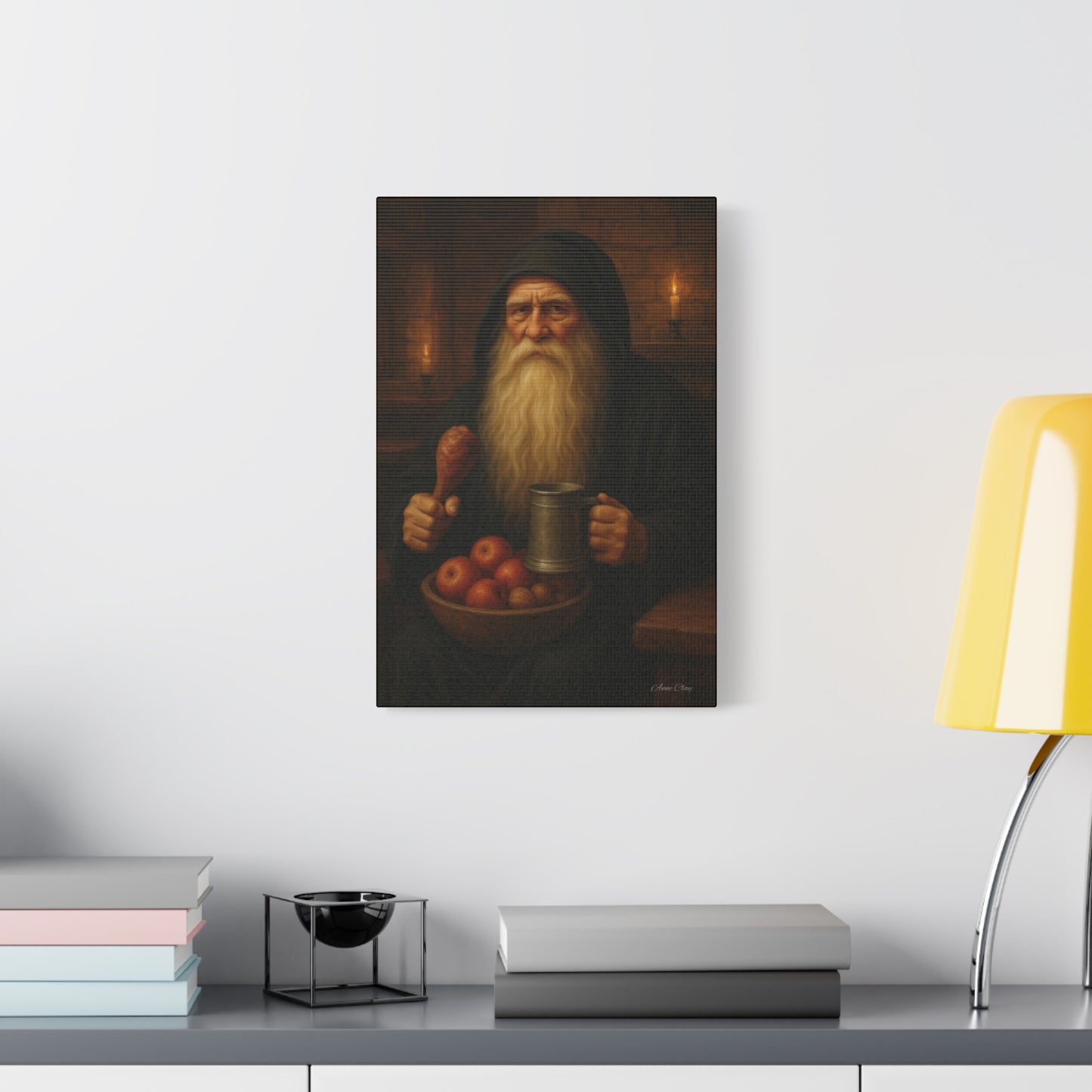 Rustic Canvas Wall Art: Wise Man with Feast