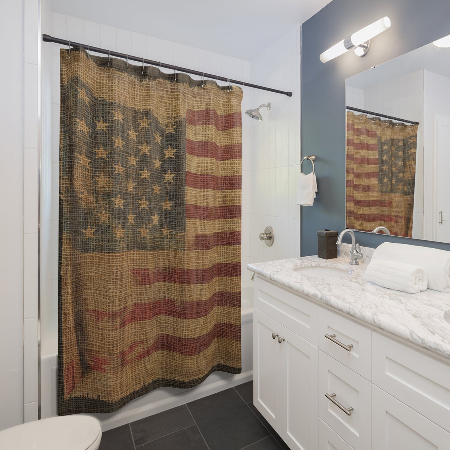Gritty Flag Shower Curtains