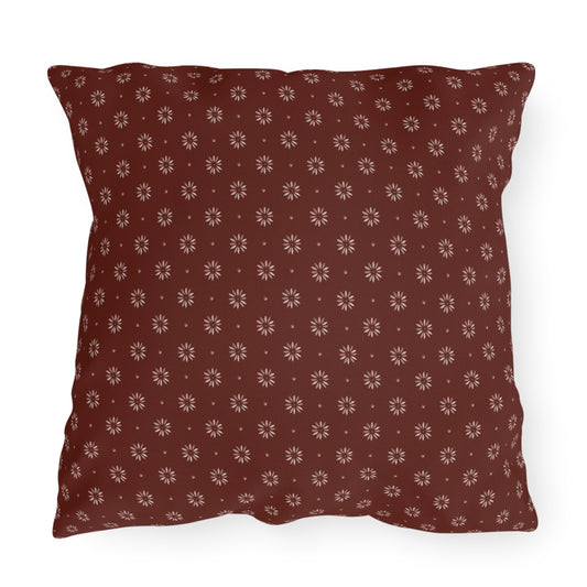 Red and Gold Stencil Outdoor Pillows