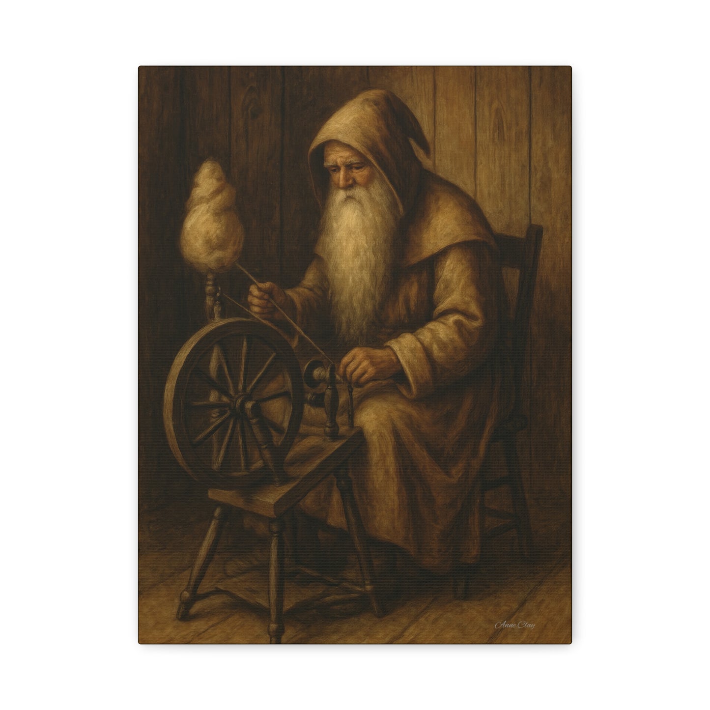 Artistic Wall Canvas: Spinning Yarn Scene