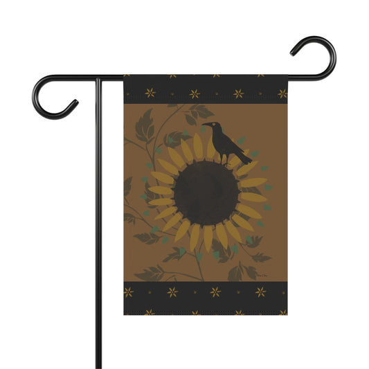 Sunflower and Crow Stencil Gold on Black Garden & House Banner