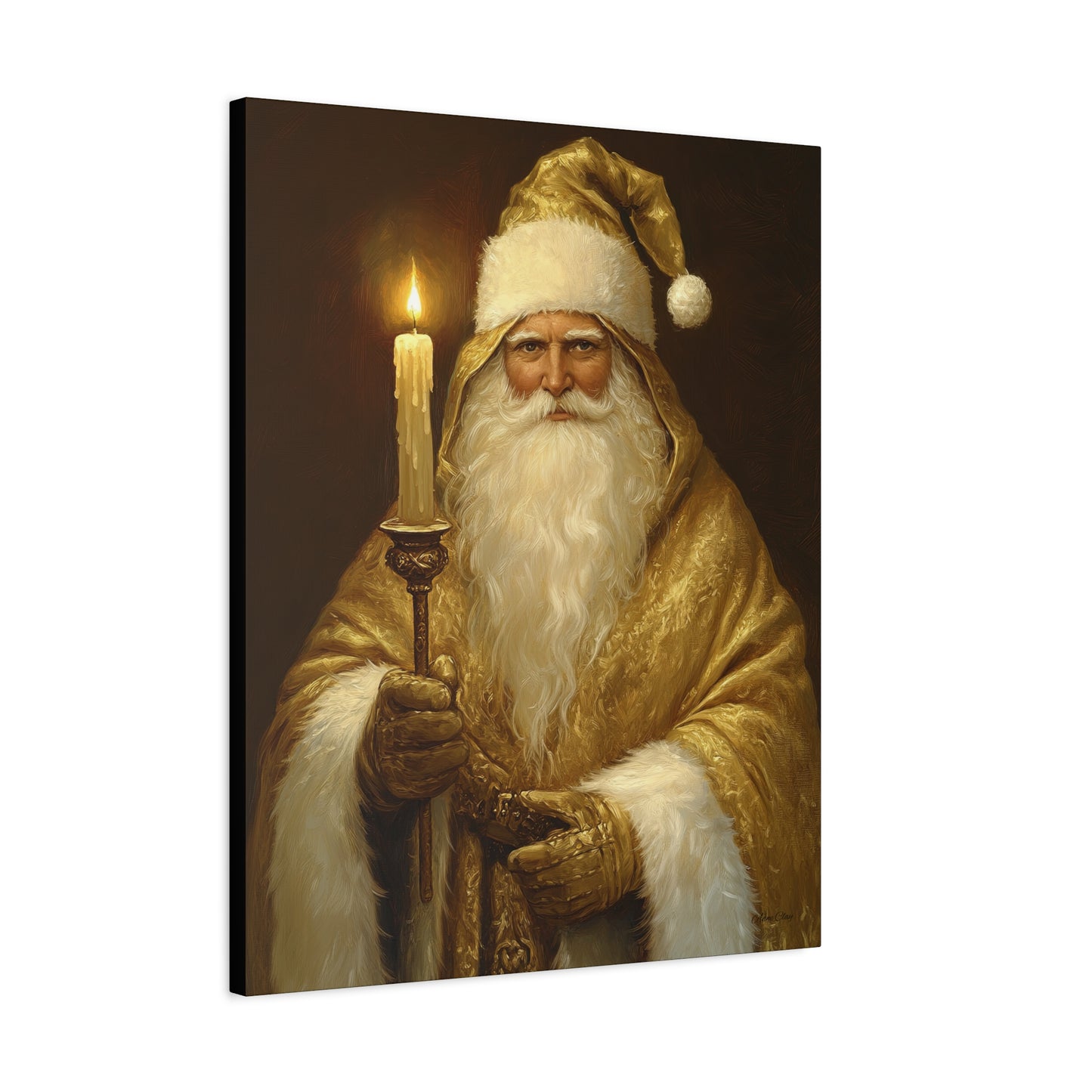 Golden Glow Santa Matte Canvas, Stretched, 1.25"