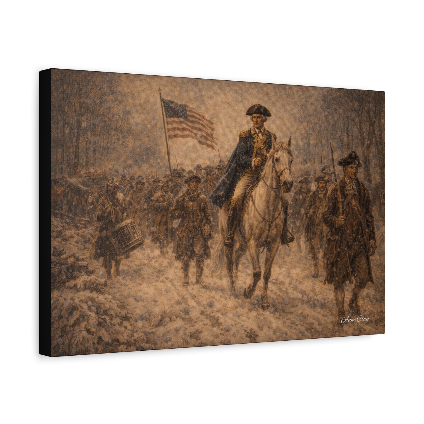 George Washington Revolutionary War Canvas Print — Historic American Flag Wall Art