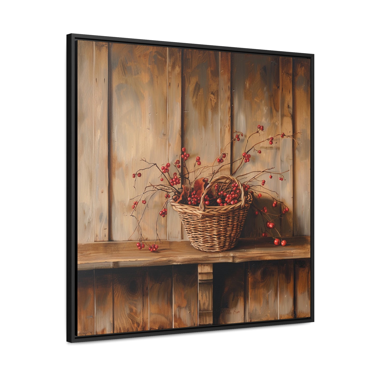 Basket of Bittersweet Gallery Canvas Wraps, Square Frame