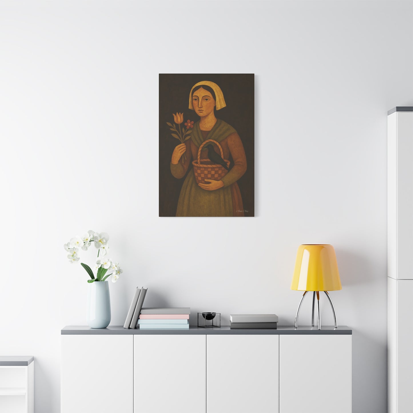 Vintage Woman with Flowers Canvas Art Print, Rustic Home Decor, Wall Art for Candlelit Rooms, Gift for Nature Lovers, Farmhouse Style, [...]