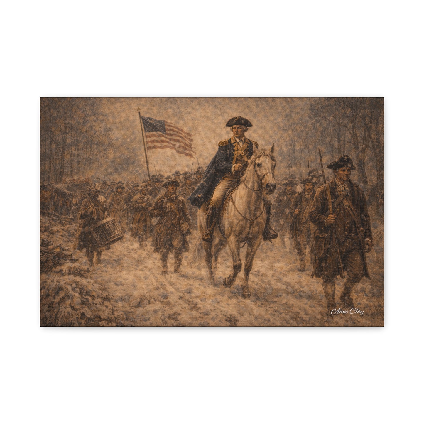 George Washington Revolutionary War Canvas Print — Historic American Flag Wall Art