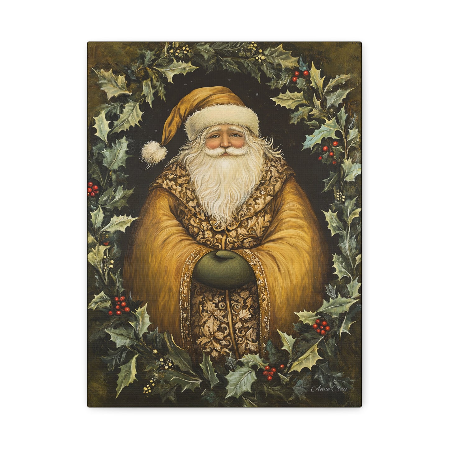 Jolly Gold Santa Matte Canvas, Stretched, 1.25"