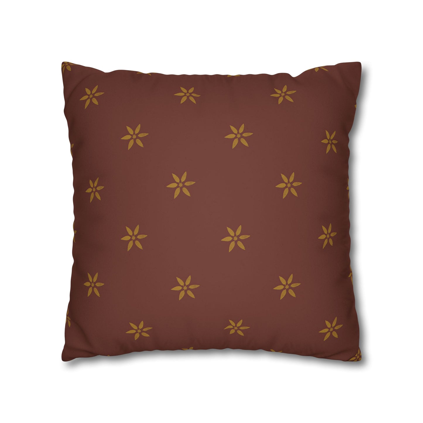 Fantasy Collection Red with Gold Stencil Faux Suede Square Pillowcase