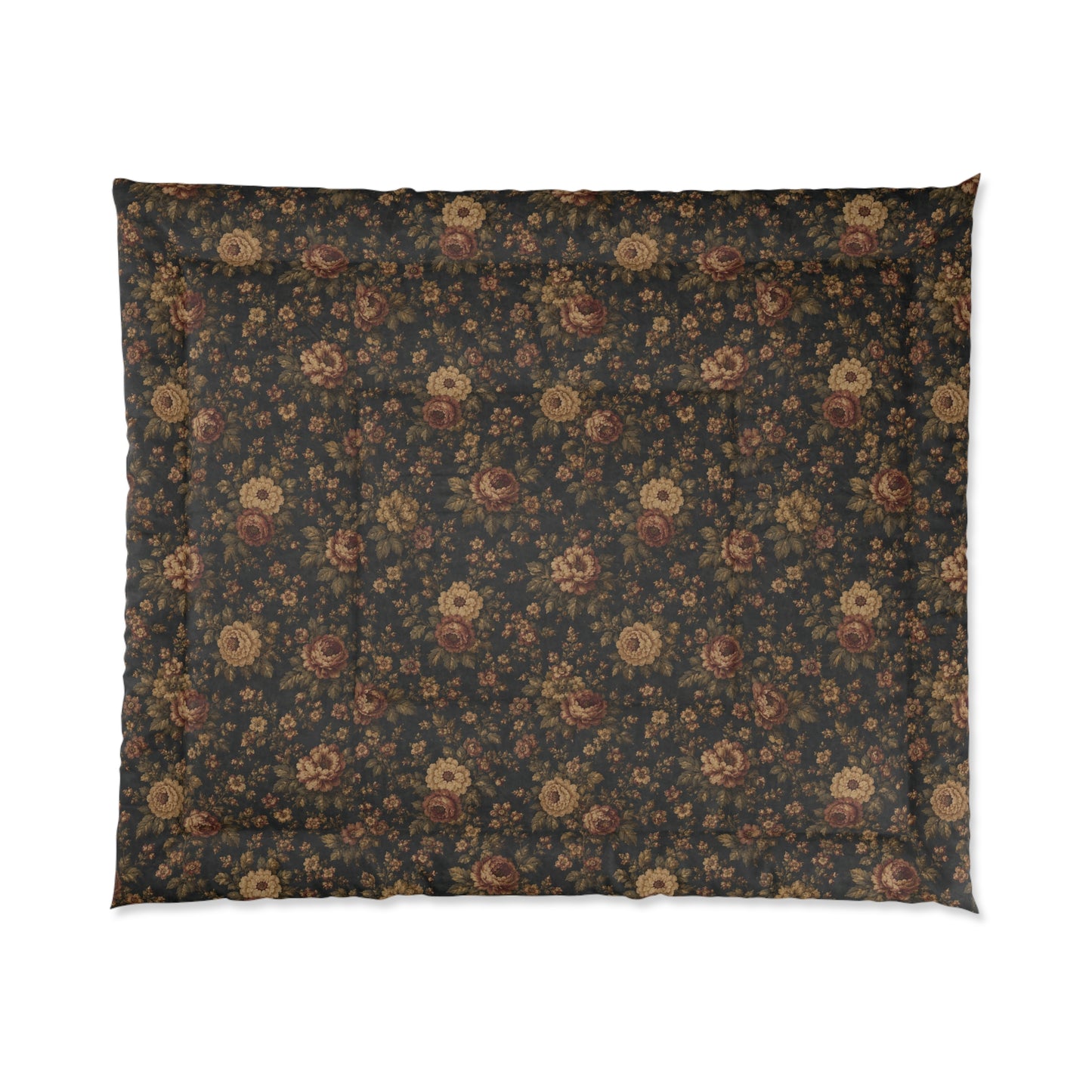 Floral Vintage Comforter — Dark Rustic Rose Bedding