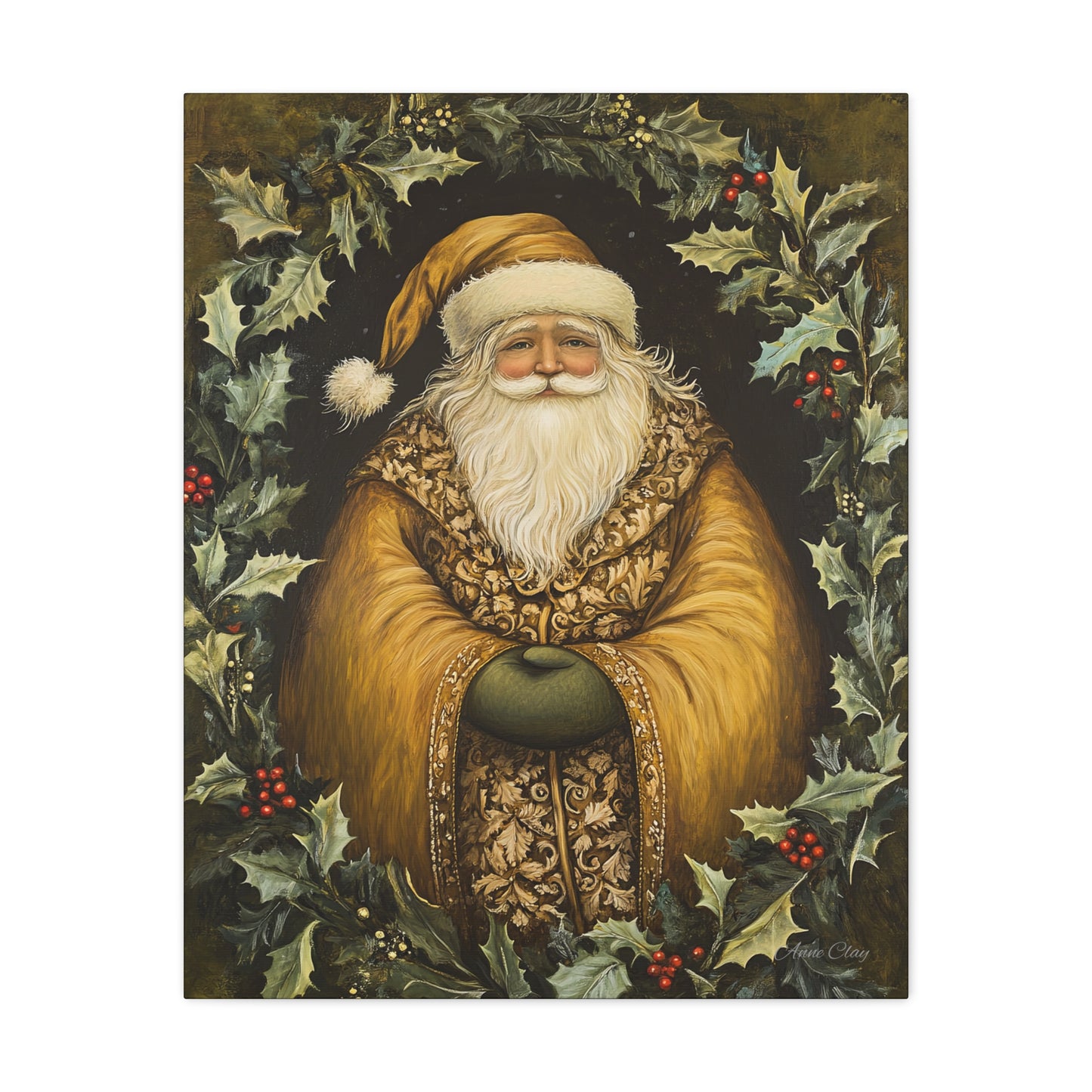 Jolly Gold Santa Matte Canvas, Stretched, 1.25"
