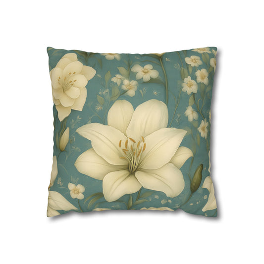 Floral Square Pillowcase, Cozy Home Decor, Gift for Flower Lovers, Soft Decorative Pillow, Spring Living Room Accessories