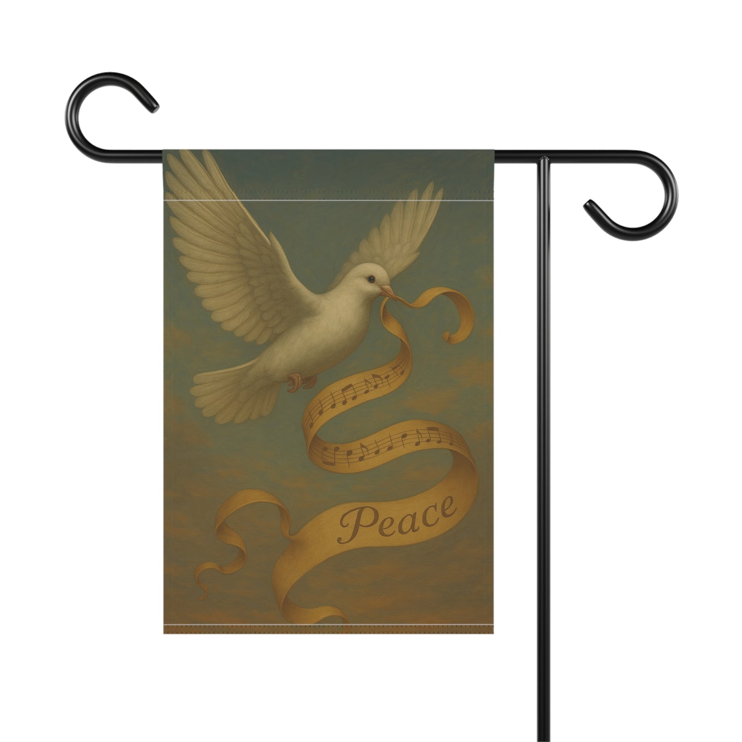 Peaceful Garden Banner with Dove and Musical Ribbon