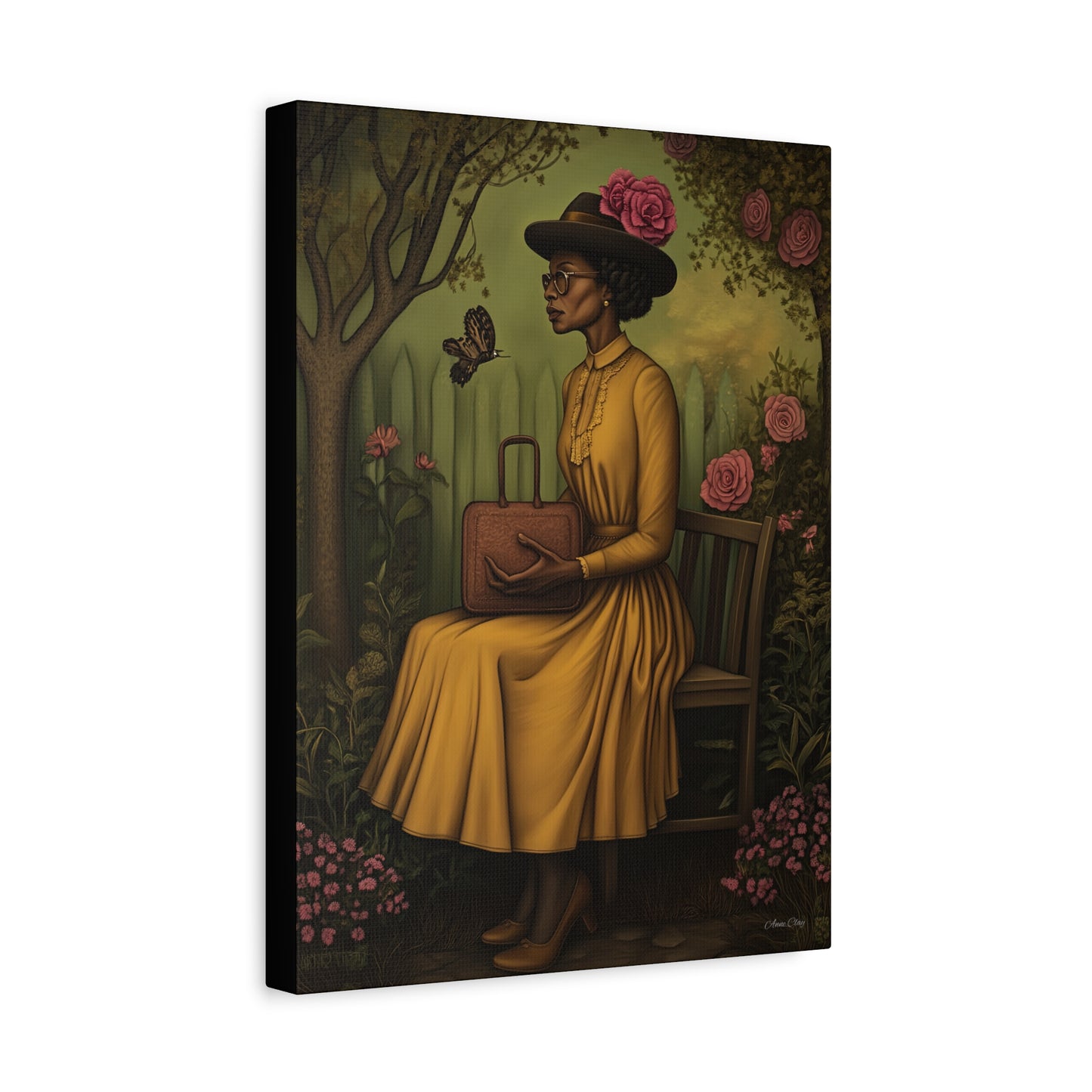 Elegant Canvas Wall Art, Vintage Woman Decor, Home Decoration, Gift for Mother’s Day, Floral Canvas Print, Art for Living Room