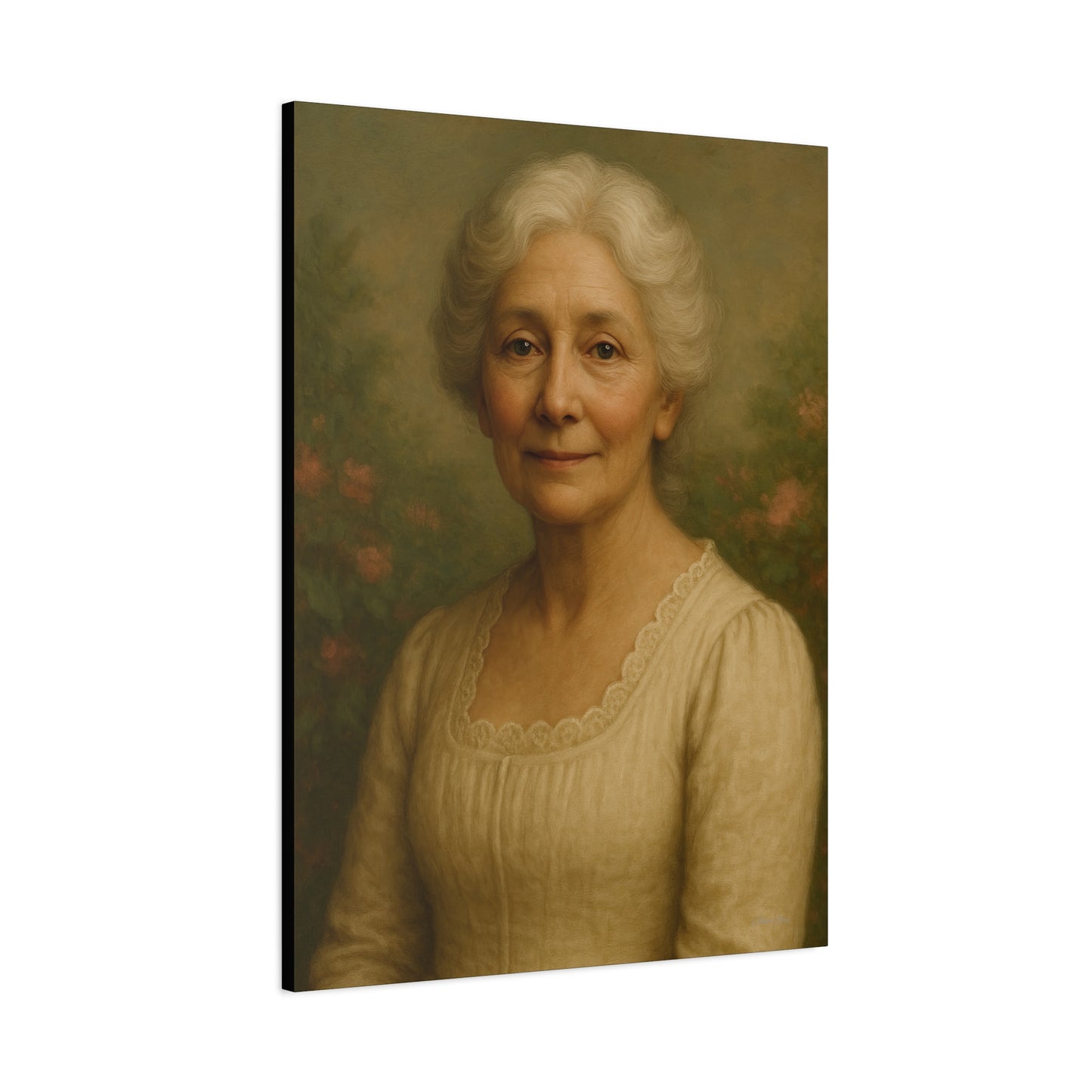 Elegant Stretched Canvas Wall Art, Vintage Portrait, Home Decor, Gift for Grandma, Timeless Elegance, Living Room, Gallery Wall