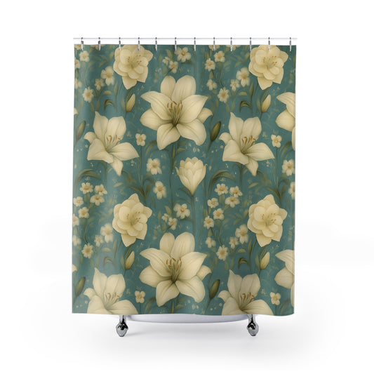 Elegant Floral Shower Curtain - Vintage Home Decor, Bathroom Accessories, Floral Pattern, Gift for Her, Spring Decor
