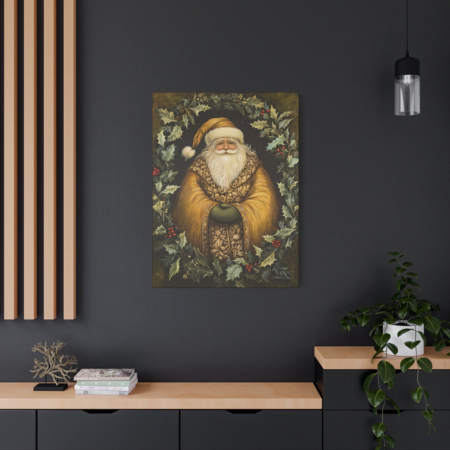 Jolly Gold Santa Matte Canvas, Stretched, 1.25"