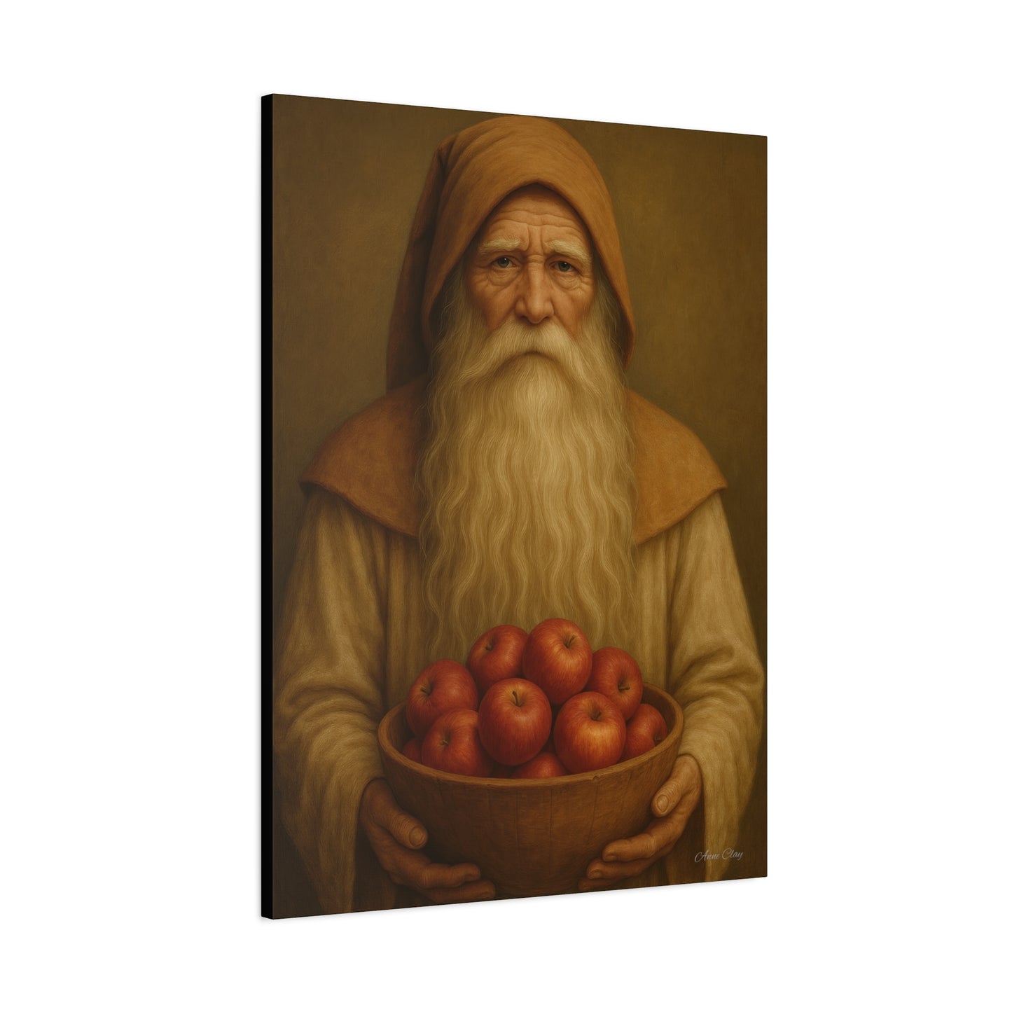 Rustic Canvas Wall Art - Wise Elder with Apples
