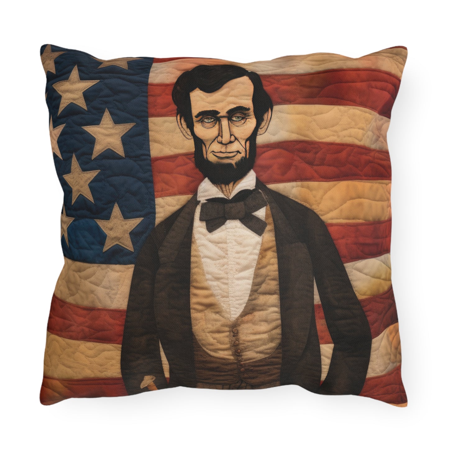 Stitched Abe Lincoln Outdoor Pillows
